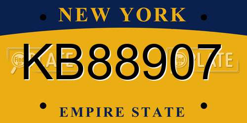 KB88907 New York License Plate