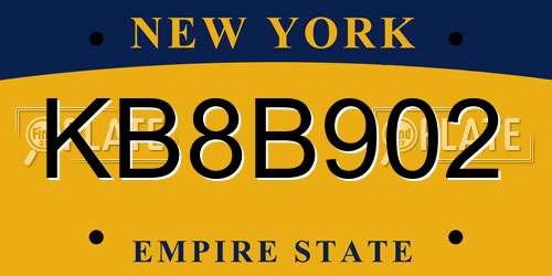 KB8B902 New York License Plate