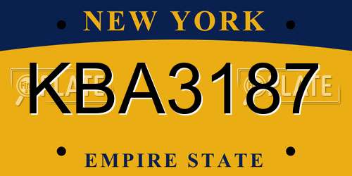 KBA3187 New York License Plate