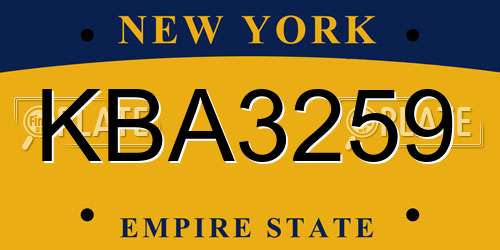 KBA3259 New York License Plate