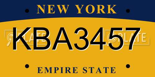 KBA3457 New York License Plate