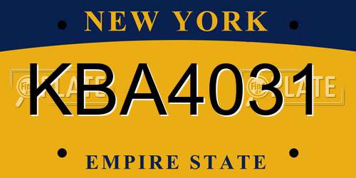 KBA4031 New York License Plate