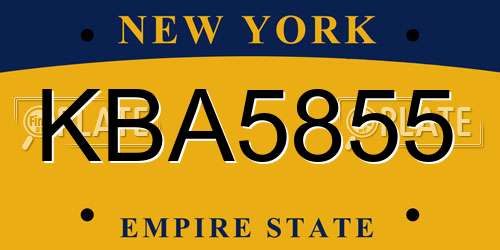 KBA5855 New York License Plate