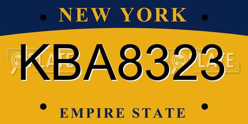 KBA8323 New York License Plate