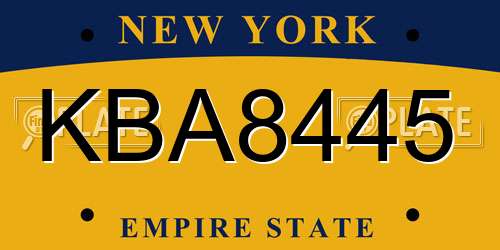KBA8445 New York License Plate