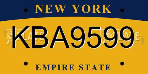 KBA9599 New York License Plate