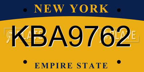 KBA9762 New York License Plate