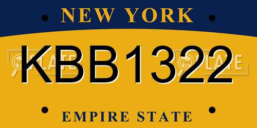 KBB1322 New York License Plate