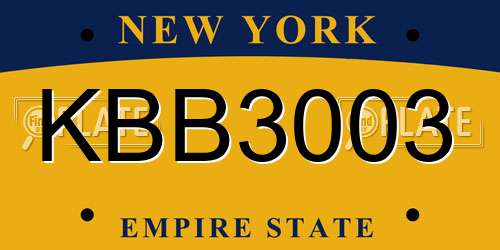 KBB3003 New York License Plate
