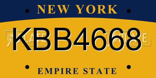 KBB4668 New York License Plate