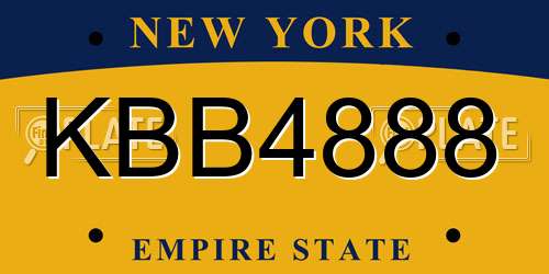 KBB4888 New York License Plate