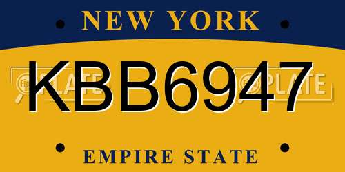 KBB6947 New York License Plate