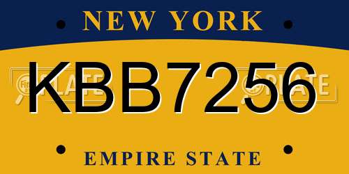 KBB7256 New York License Plate