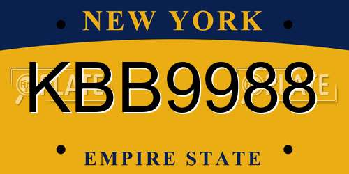 KBB9988 New York License Plate