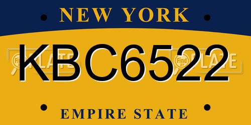 KBC6522 New York License Plate