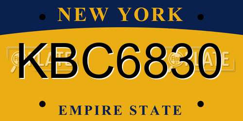 KBC6830 New York License Plate