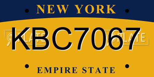 KBC7067 New York License Plate