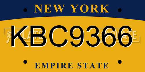 KBC9366 New York License Plate