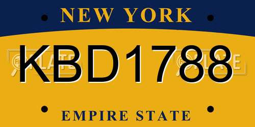 KBD1788 New York License Plate