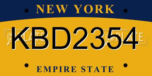 KBD2354 New York License Plate
