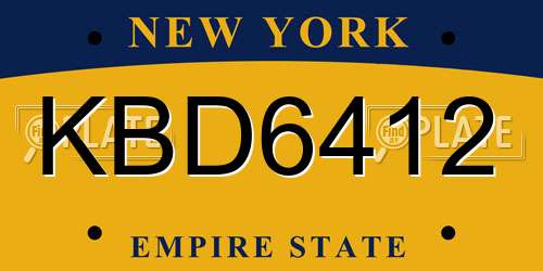 KBD6412 New York License Plate