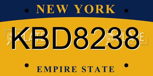 KBD8238 New York License Plate