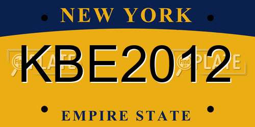 KBE2012 New York License Plate