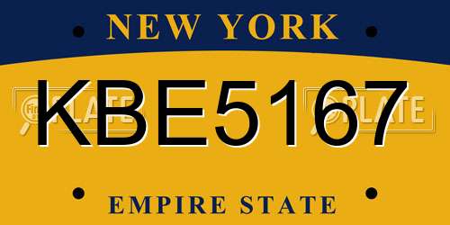 KBE5167 New York License Plate