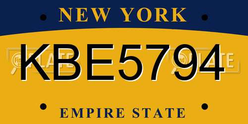 KBE5794 New York License Plate