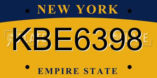 KBE6398 New York License Plate