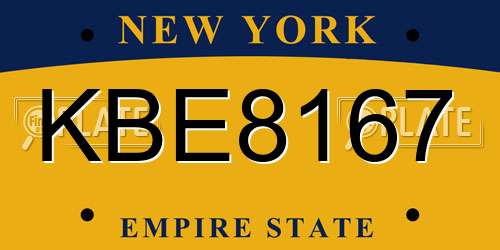 KBE8167 New York License Plate