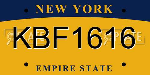 KBF1616 New York License Plate