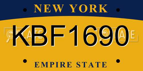 KBF1690 New York License Plate