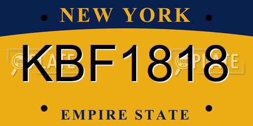 KBF1818 New York License Plate