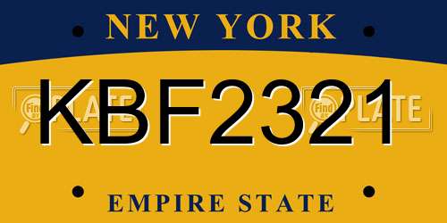 KBF2321 New York License Plate