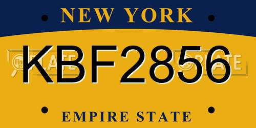 KBF2856 New York License Plate