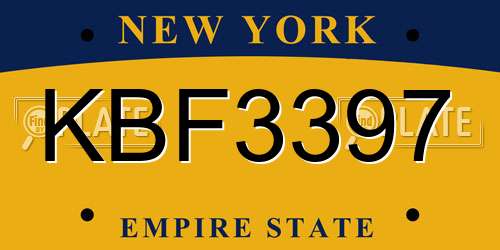 KBF3397 New York License Plate