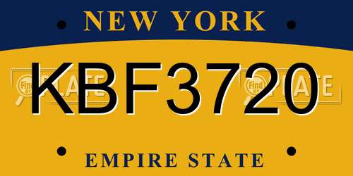 KBF3720 New York License Plate