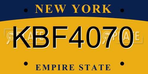 KBF4070 New York License Plate
