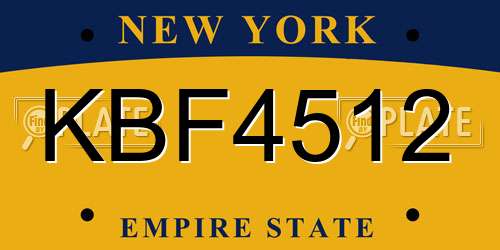 KBF4512 New York License Plate
