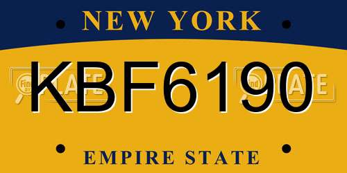 KBF6190 New York License Plate