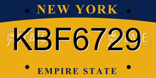 KBF6729 New York License Plate