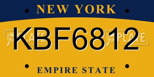 KBF6812 New York License Plate