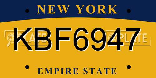 KBF6947 New York License Plate