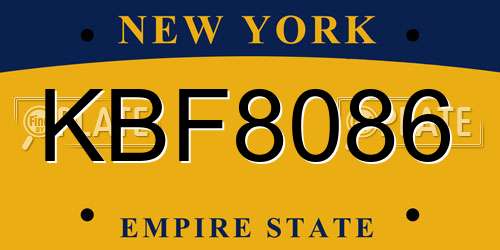KBF8086 New York License Plate