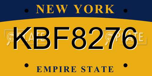 KBF8276 New York License Plate