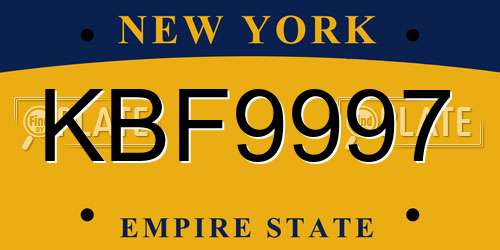 KBF9997 New York License Plate