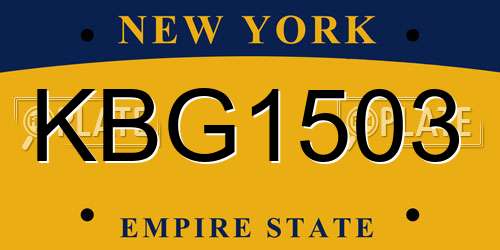 KBG1503 New York License Plate