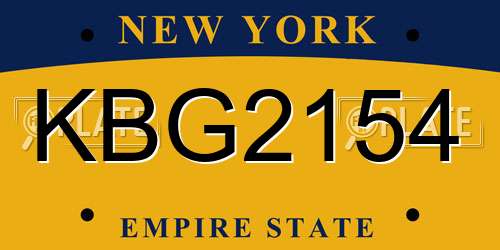 KBG2154 New York License Plate
