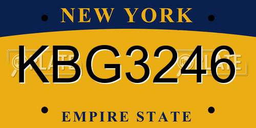 KBG3246 New York License Plate